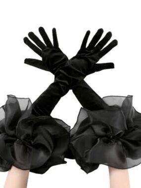 Black Gloves Long Luxury Super Elegant Costume Chic Fashion For Women
